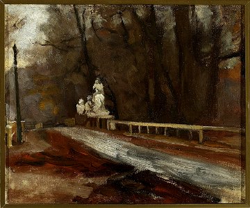 Władysław Podkowiński - Bridge with the statue of Sobieski at Agrykola - MP 2953 MNW - National Museum in Warsaw