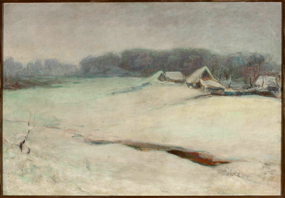 Władysław Ślewiński - Winter landscape with cottages - MP 108 MNW - National Museum in Warsaw