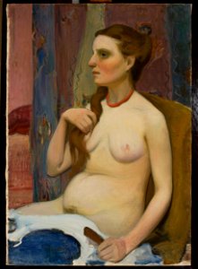Władysław Ślewiński - Nude of a woman combing her hair - MP 822 MNW - National Museum in Warsaw