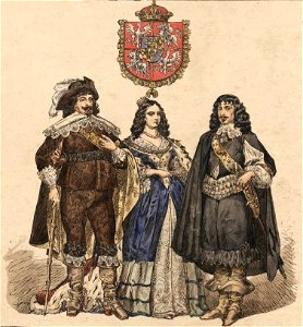 Władysław IV Waza z żoną i z bratem Kazimierzem. Free illustration for personal and commercial use.