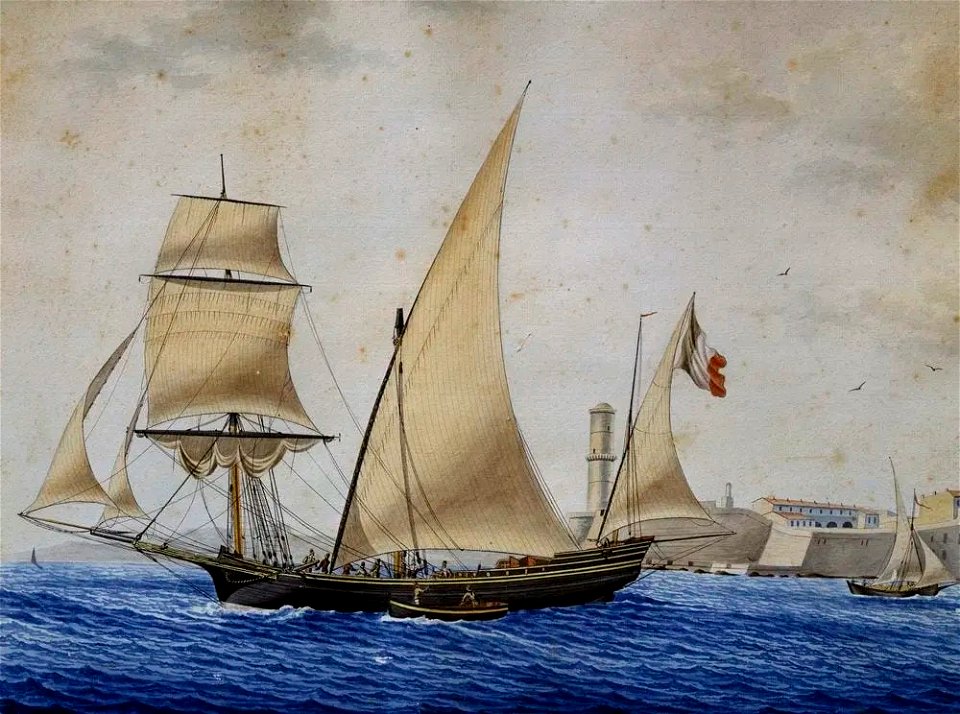 Xebec St. Francis leaving port of Marseille, 1809, by Nicolas Cammillieri 1089914X