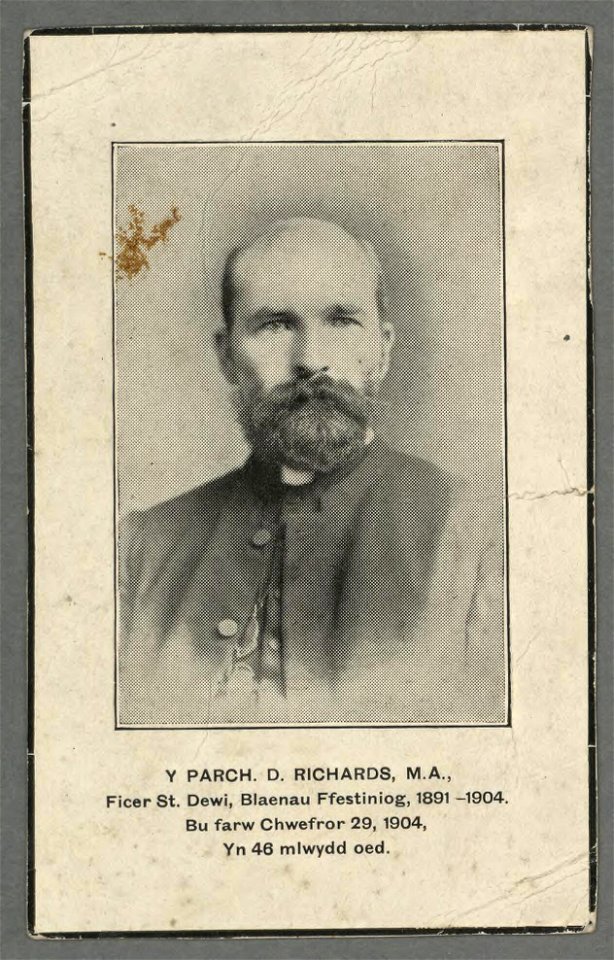Y Parch D. Richards, M.A Ficer St. Dewi, Blaenau Ffestiniog... (5293992)