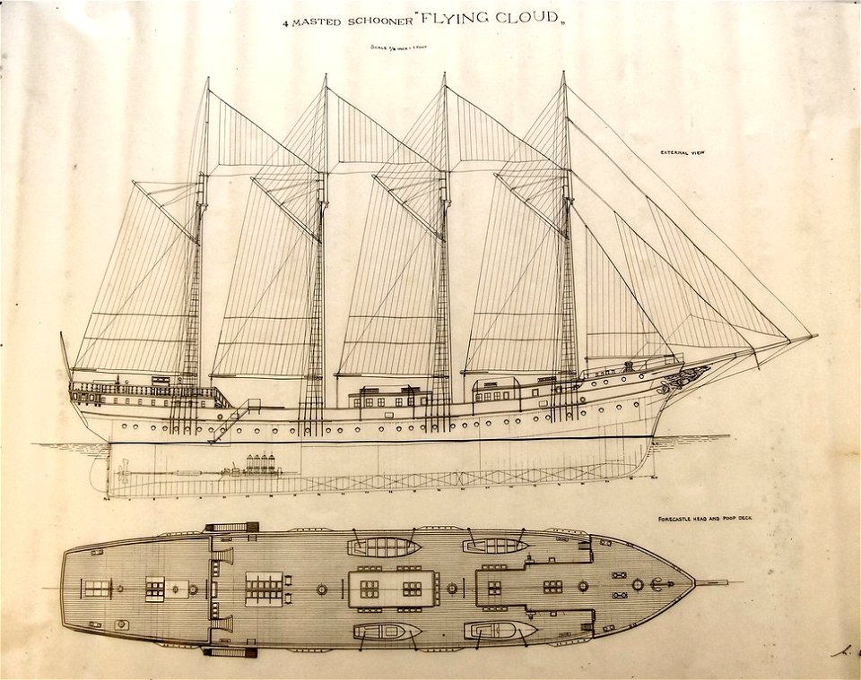 Yacht Flying Cloud, disegno, 1927 - san dl SAN IMG-00001393
