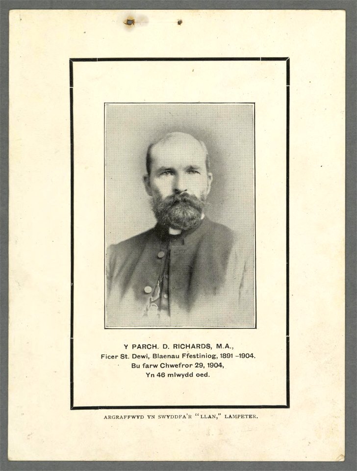 Y Parch D. Richards, M.A ficer St. Dewi, Blaenau Ffestiniog, 1891-1904 (5293991)
