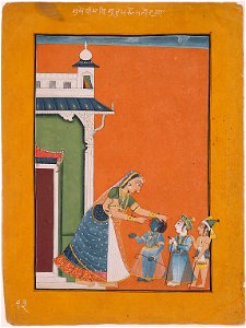 Yashoda, Krishna's mother, chides Krishna and sees a vision (6125057332)