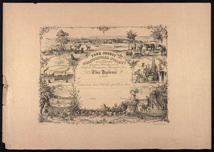 York County Agricultural Society for the promotion of agriculture, horticulture, and the mechanic, domestic, and household arts - J. Queen del. ; P.S. Duval & Co. Lith press Phil. LCCN2013650012