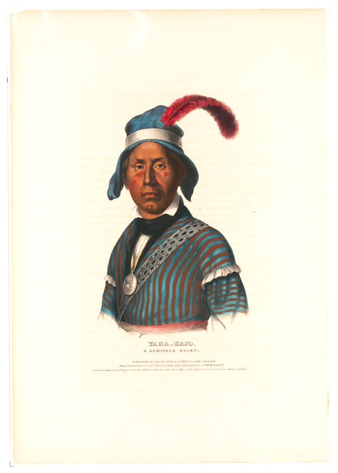 Yaha-Hajo. A Seminole chief - drawn, printed and coloured at J.T. Bowen's Lithographic Establishment, 94 Walnut St't. LCCN2013645366