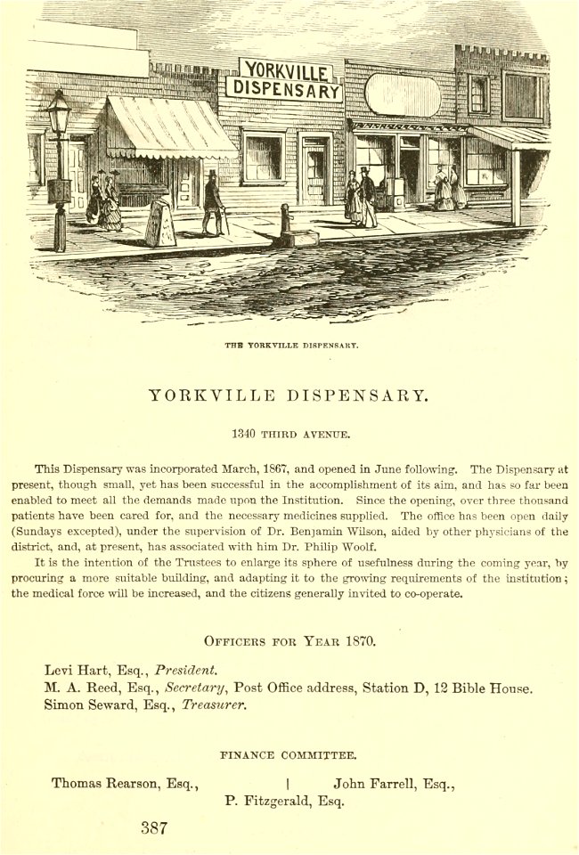 Yorkville Dispensary, New York City, Valentine's Manual