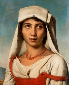 Young Neapolitan with a white kerchief and coral necklace - Leopold Robert