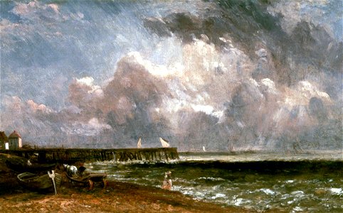 Yarmouth Pier) by John Constable. Free illustration for personal and commercial use.