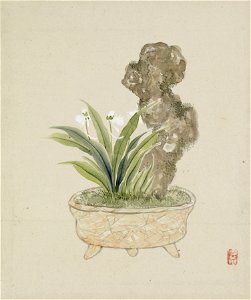 Yoshizawa Setsuan - Leaf from Album Depicting Birds, Flowers, Landscapes, and Flower Pots - Walters 351747B