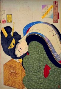 Yoshitoshi - Looking hot - the appearance of a housewife in the Bunsei era