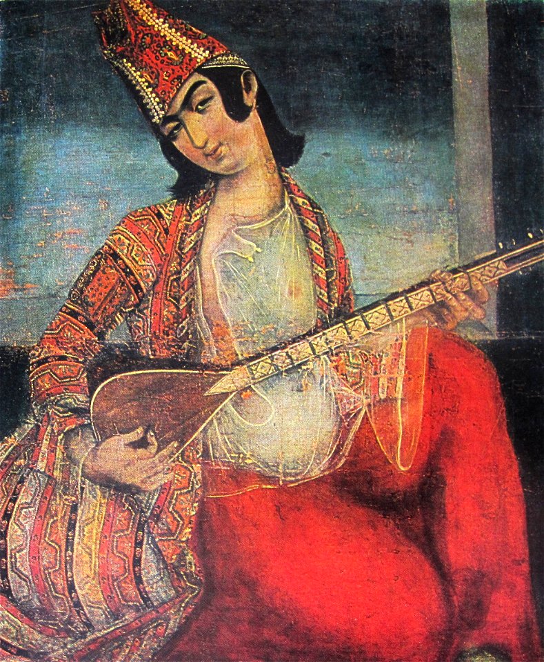 Young man playing the saaz (Qajar art, Art Museum of Georgia)