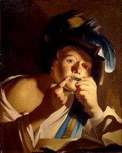 Young Man with Jew's Harp by Dirck van Baburen Centraal Museum 11188. Free illustration for personal and commercial use.