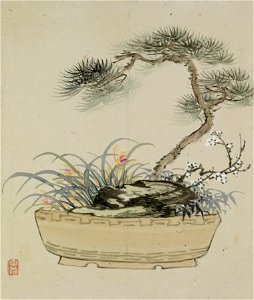 Yoshizawa Setsuan - Leaf from Album Depicting Birds, Flowers, Landscapes, and Flower Pots - Walters 3517416B
