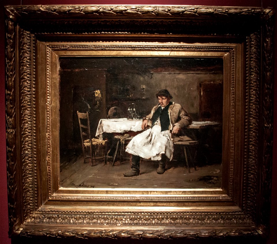 Young man at tha table - study - Munkácsy, c 1874