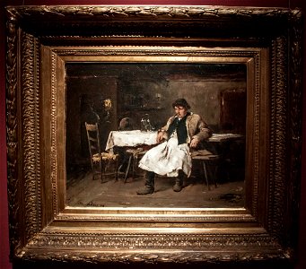 Young man at tha table - study - Munkácsy, c 1874