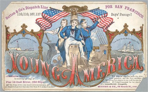 YOUNG AMERICA Clipper ship sailing card HN002817aA. Free illustration for personal and commercial use.