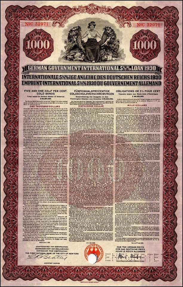 Young-Anleihe 1930 1000$