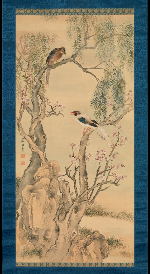 Yosa Buson - Birds in Willows and Blossoming Peach Tree - 1975.268.96 - Metropolitan Museum of Art