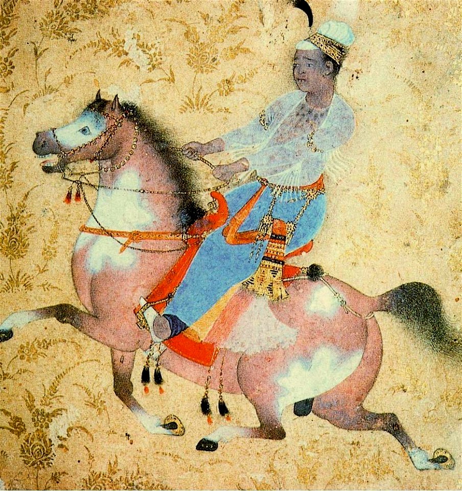 Young Prince Riding, attributed to the Paris Painter, Ahmadnagar, c. 1575 Ptivate coll