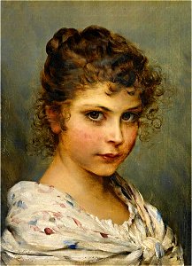 Young girl with curly hair - Eugen von Blaas