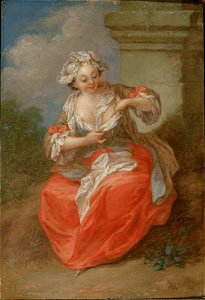 Young Girl Chasing Fleas (Jean-Baptiste Lebel) - Nationalmuseum - 18163