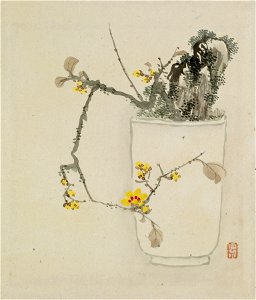 Yoshizawa Setsuan - Leaf from Album Depicting Birds, Flowers, Landscapes, and Flower Pots - Walters 3517417B