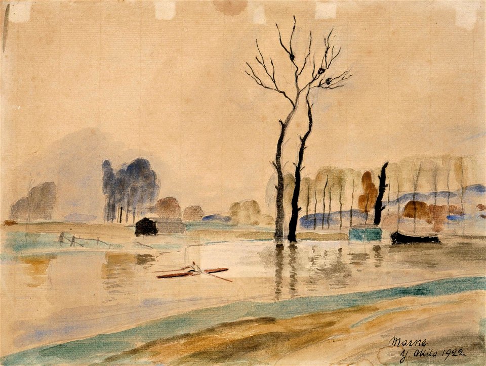 Yrjö Ollila - View of the river Marne - A-2002-391 - Finnish National Gallery