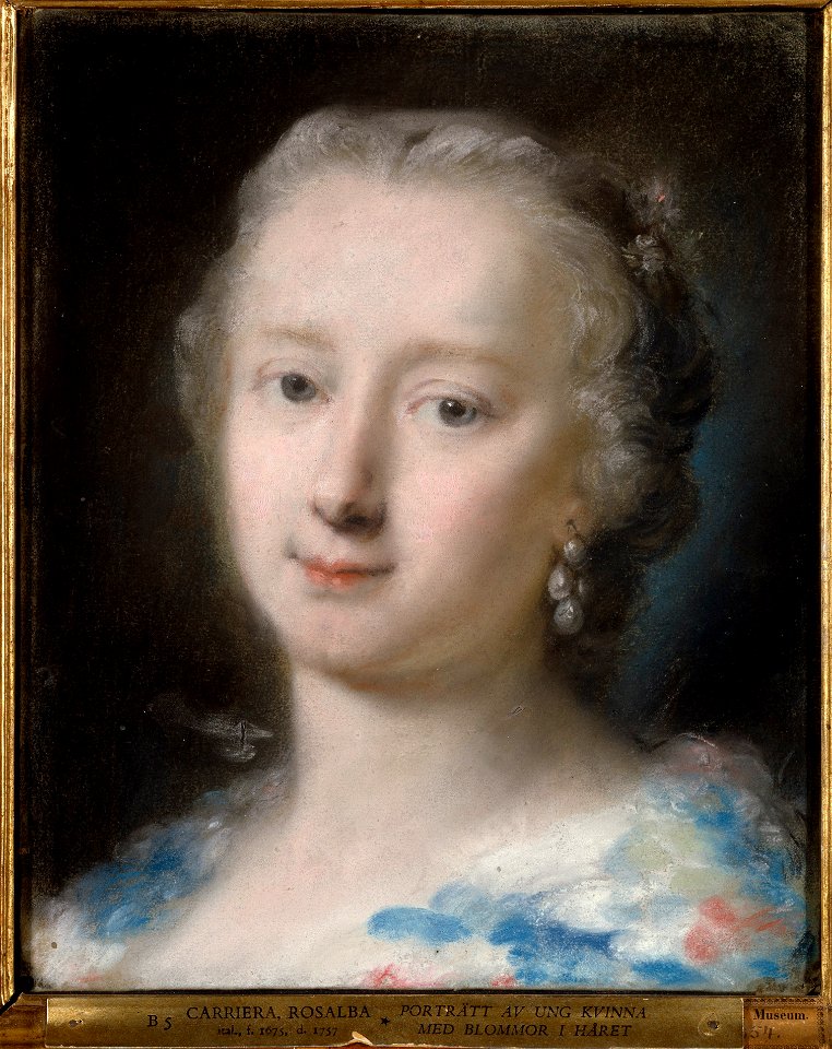 Young Woman with Flowers in her Hair (Rosalba Carriera) - Nationalmuseum - 23945