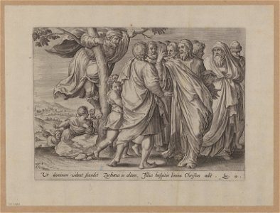 Zacchaeus in the tree 1585 print by Ambrosius Francken I, S.I 1072, Prints Department, Royal Library of Belgium