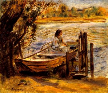 Young Woman in a Boat. Free illustration for personal and commercial use.
