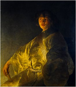 Young Man in a Yellow Robe c1630-1631 Jan Lievens. Free illustration for personal and commercial use.