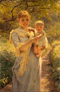 Young Mother with a Child in a Garden (Bertha Wegmann) - Nationalmuseum - 18363
