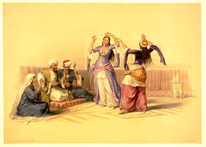 Youth dance in Cairo- David Roberts. Free illustration for personal and commercial use.