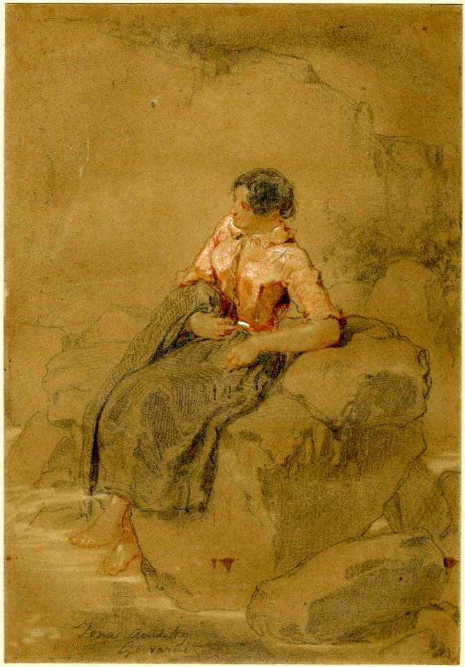 Young peasant woman drawing by Paul Gavarni