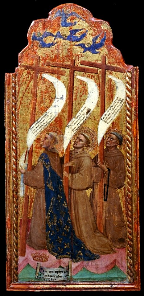 Zanino di Pietro, Ludovico di Tolosa, Antonio da Padova, Beato Gherardo Mecatti da Villamagna, ca 1410, Rieti, Museo Civico