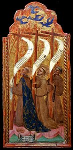 Zanino di Pietro, Ludovico di Tolosa, Antonio da Padova, Beato Gherardo Mecatti da Villamagna, ca 1410, Rieti, Museo Civico