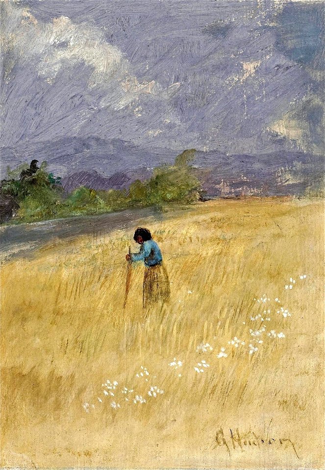 Young Woman in a Field by Grace Hudson 
