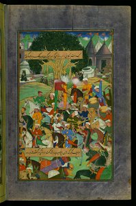 Zahir al-Din Muhammad Babur - Babur, on the Way to Hindustan, Camping at Jam - Walters W59610B - Full Page