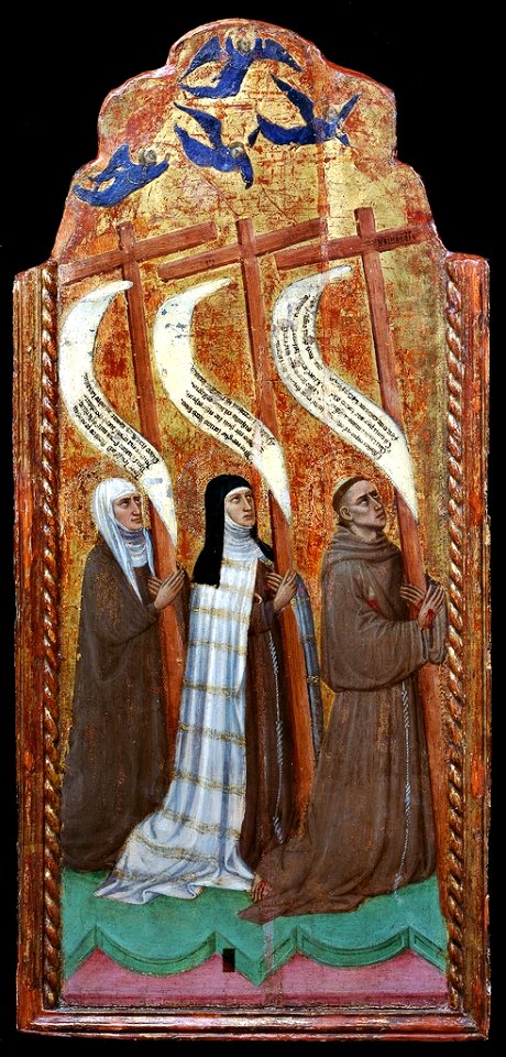 Zanino di Pietro, Elisabetta d'Ungheria, Santa Chiara e San Francesco, ca 1410, Rieti, Museo Civico