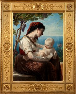 Young Mother and her Child (Elisabeth Jerichau-Baumann) - Nationalmuseum - 18347. Free illustration for personal and commercial use.