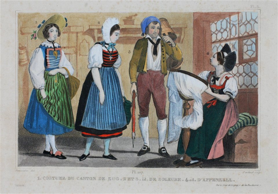 Zentralbibliothek Solothurn - 1 COSTUME DU CANTON DE ZUG 2 ET 3 id DE SOLEURE 4 id DAPPENZELL - a0114