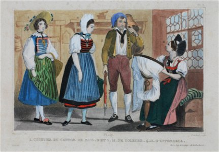 Zentralbibliothek Solothurn - 1 COSTUME DU CANTON DE ZUG 2 ET 3 id DE SOLEURE 4 id DAPPENZELL - a0114