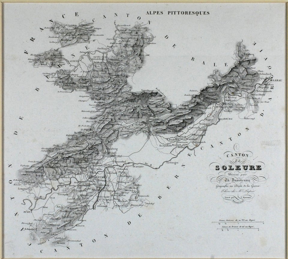 Zentralbibliothek Solothurn - Canton DE SOLEURE Dressé par Th Duvotenay Géographe au Dépot de la Guerre Elève de Mr Lapie - aa0067