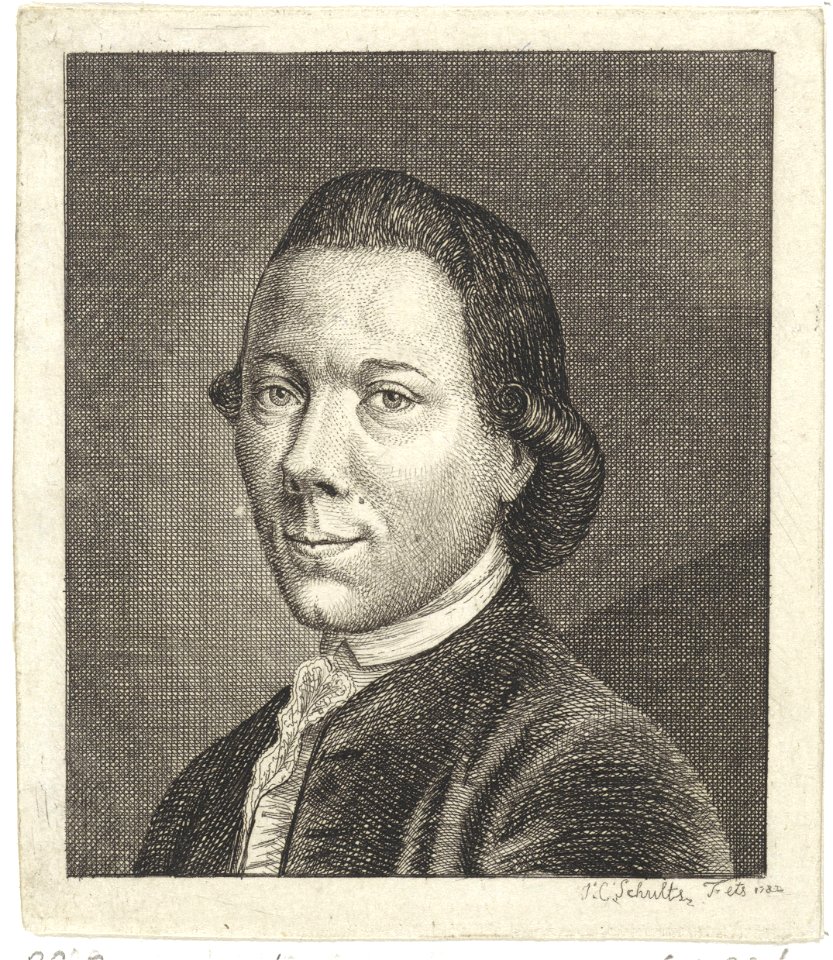 Zelfportret van prentmaker Johan Christoffel Schultsz (RP-P-1940-1362)