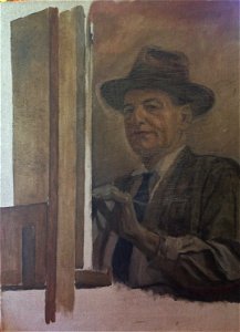 Zelfportret G.Th. Rotman schilderij