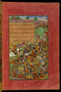 Zahir al-Din Muhammad Babur - The Battle of Sultan Husayn Mirza Against Sultan Mas'ud Mirza - Walters W59618B - Full Page