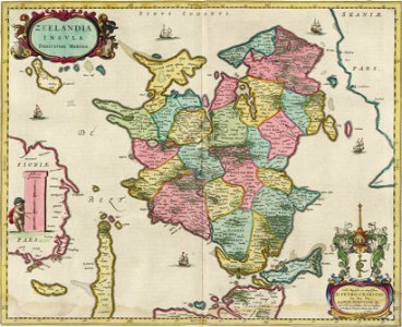 Zeelandia Insula with subdivision by Blaeu 1665