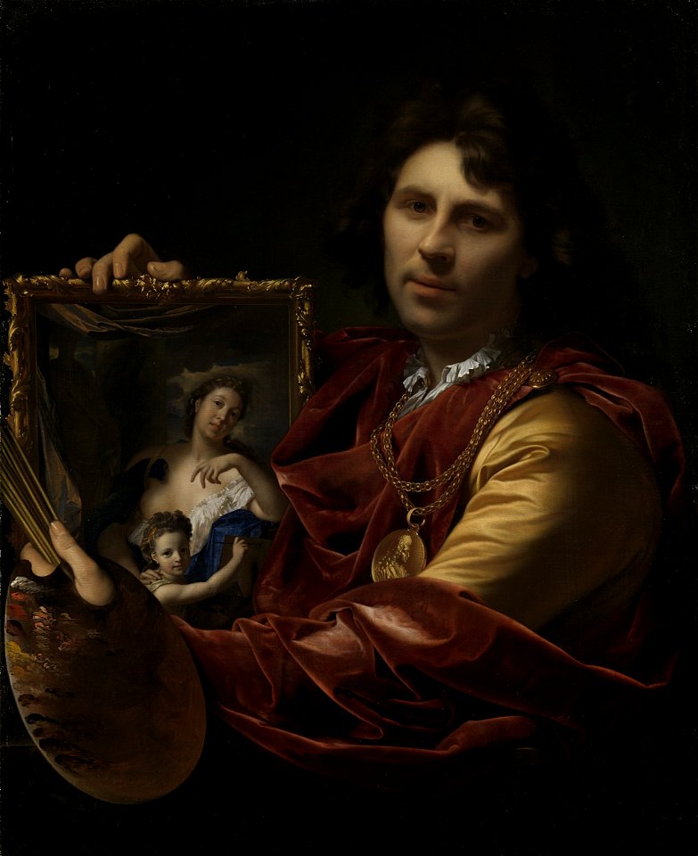 Zelfportret met het portret van zijn vrouw Margaretha van Rees en hun dochtertje Maria Rijksmuseum SK-A-465